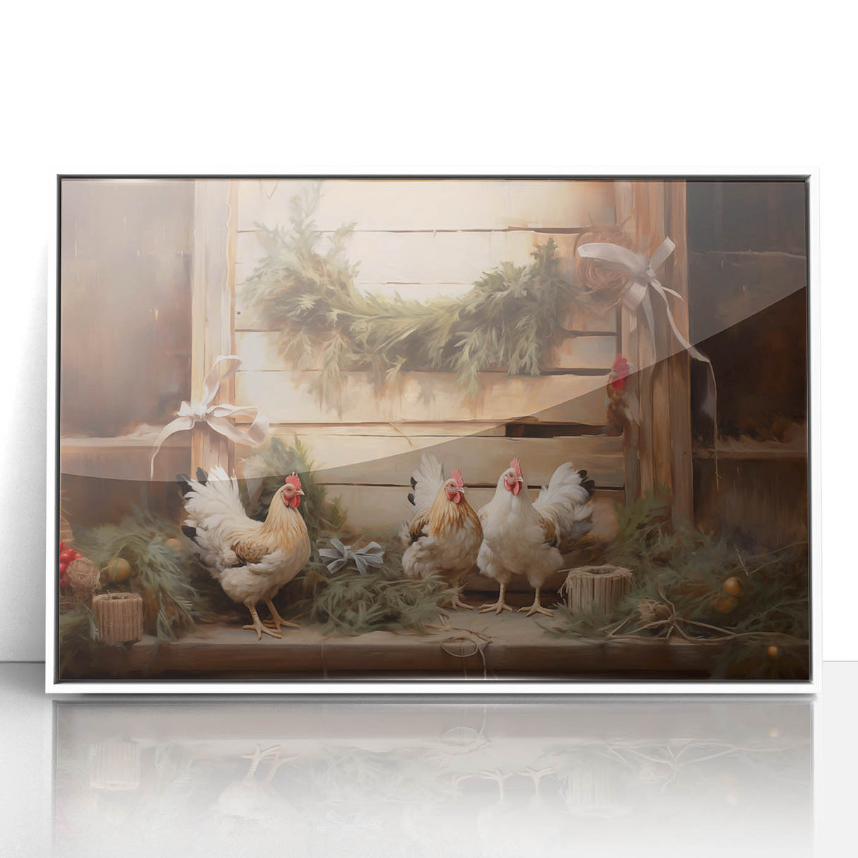 Farmhouse Holiday Chickens – Rustic Christmas Wall Decor