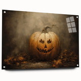 Haunted Jack O Lantern Halloween Canvas Art - Spooky Oil Painting