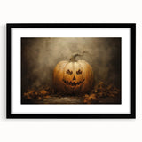 Haunted Jack O Lantern Halloween Canvas Art - Spooky Oil Painting