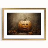 Haunted Jack O Lantern Halloween Canvas Art - Spooky Oil Painting