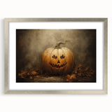 Haunted Jack O Lantern Halloween Canvas Art - Spooky Oil Painting