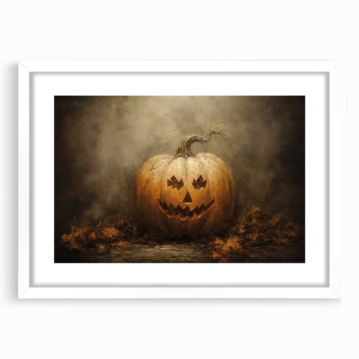 Haunted Jack O Lantern Halloween Canvas Art - Spooky Oil Painting