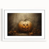 Haunted Jack O Lantern Halloween Canvas Art - Spooky Oil Painting