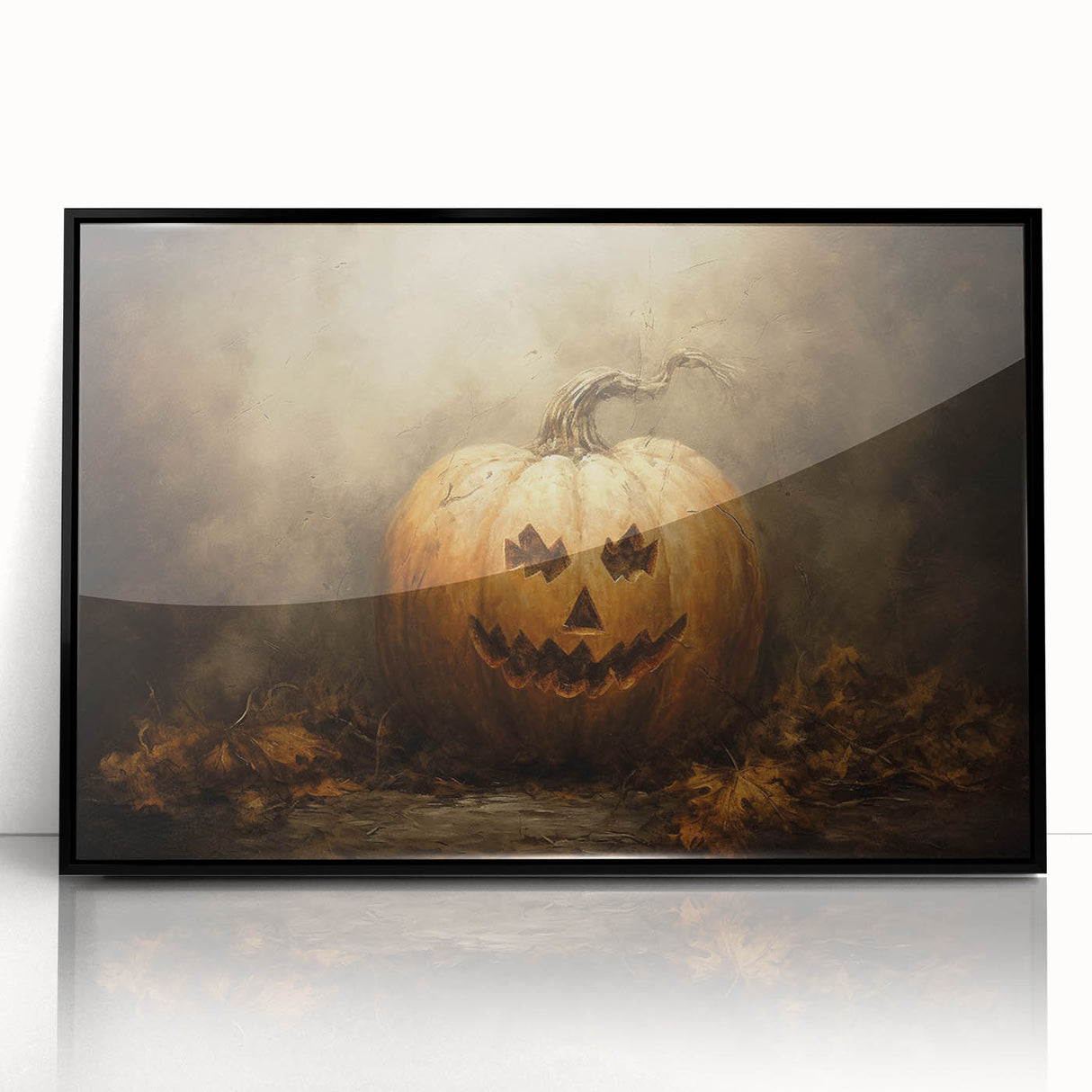 Haunted Jack O Lantern Halloween Canvas Art - Spooky Oil Painting