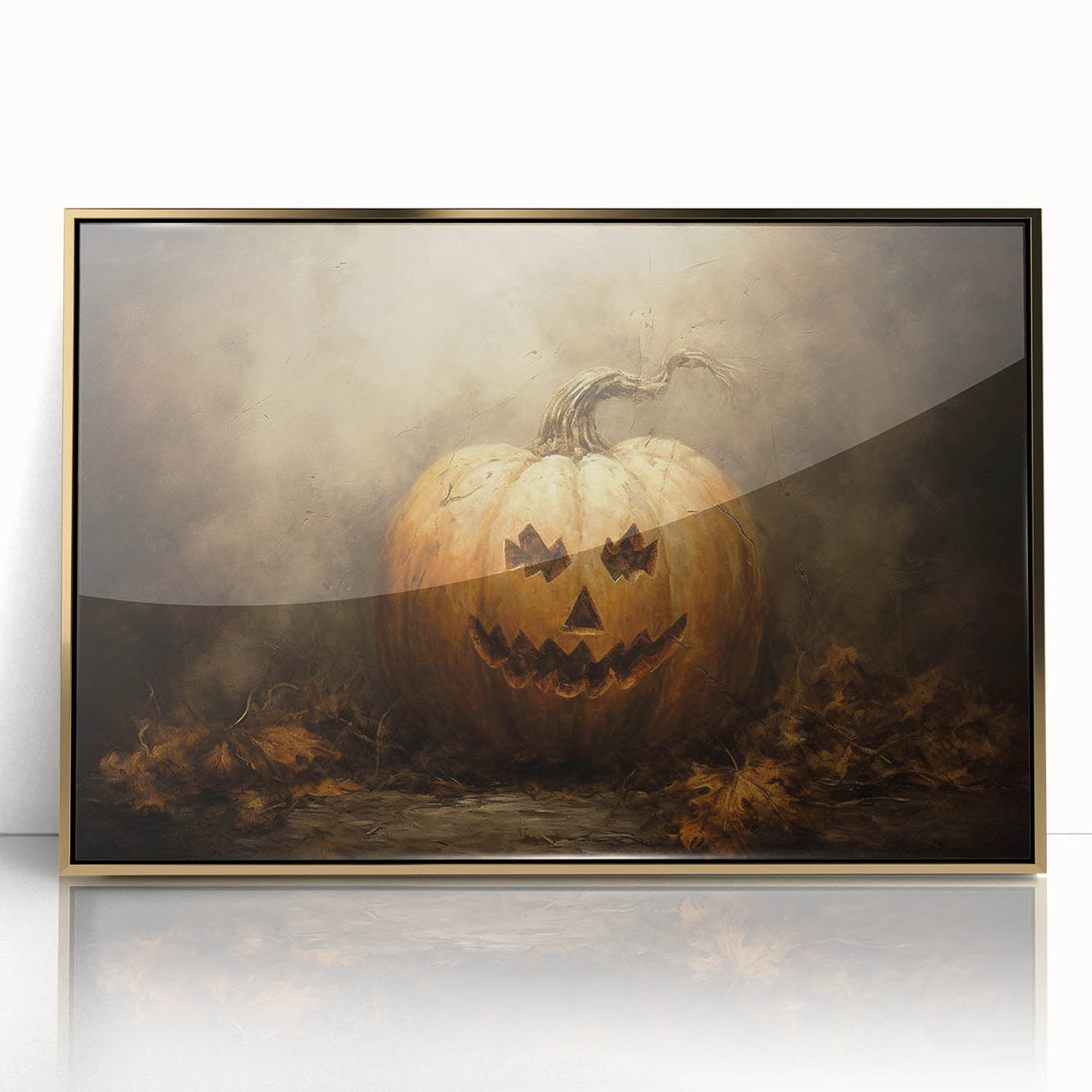 Haunted Jack O Lantern Halloween Canvas Art - Spooky Oil Painting
