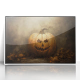 Haunted Jack O Lantern Halloween Canvas Art - Spooky Oil Painting