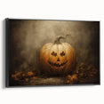 Haunted Jack O Lantern Halloween Canvas Art - Spooky Oil Painting