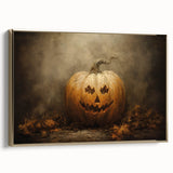 Haunted Jack O Lantern Halloween Canvas Art - Spooky Oil Painting
