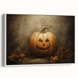 Haunted Jack O Lantern Halloween Canvas Art - Spooky Oil Painting