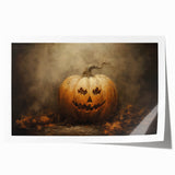 Haunted Jack O Lantern Halloween Canvas Art - Spooky Oil Painting