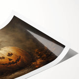 Haunted Jack O Lantern Halloween Canvas Art - Spooky Oil Painting