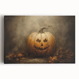 Haunted Jack O Lantern Halloween Canvas Art - Spooky Oil Painting