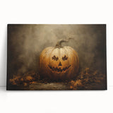 Haunted Jack O Lantern Halloween Canvas Art - Spooky Oil Painting