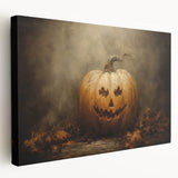 Haunted Jack O Lantern Halloween Canvas Art - Spooky Oil Painting
