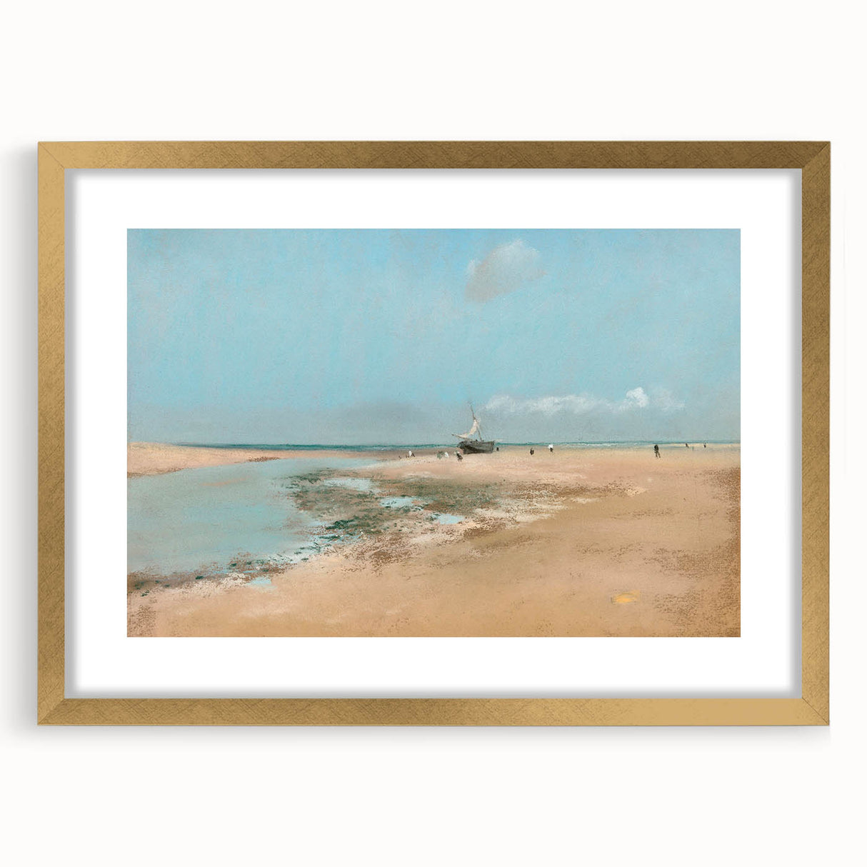 Impressionist Beach Wall Art - Degas Low Tide Seascape, Framed Print