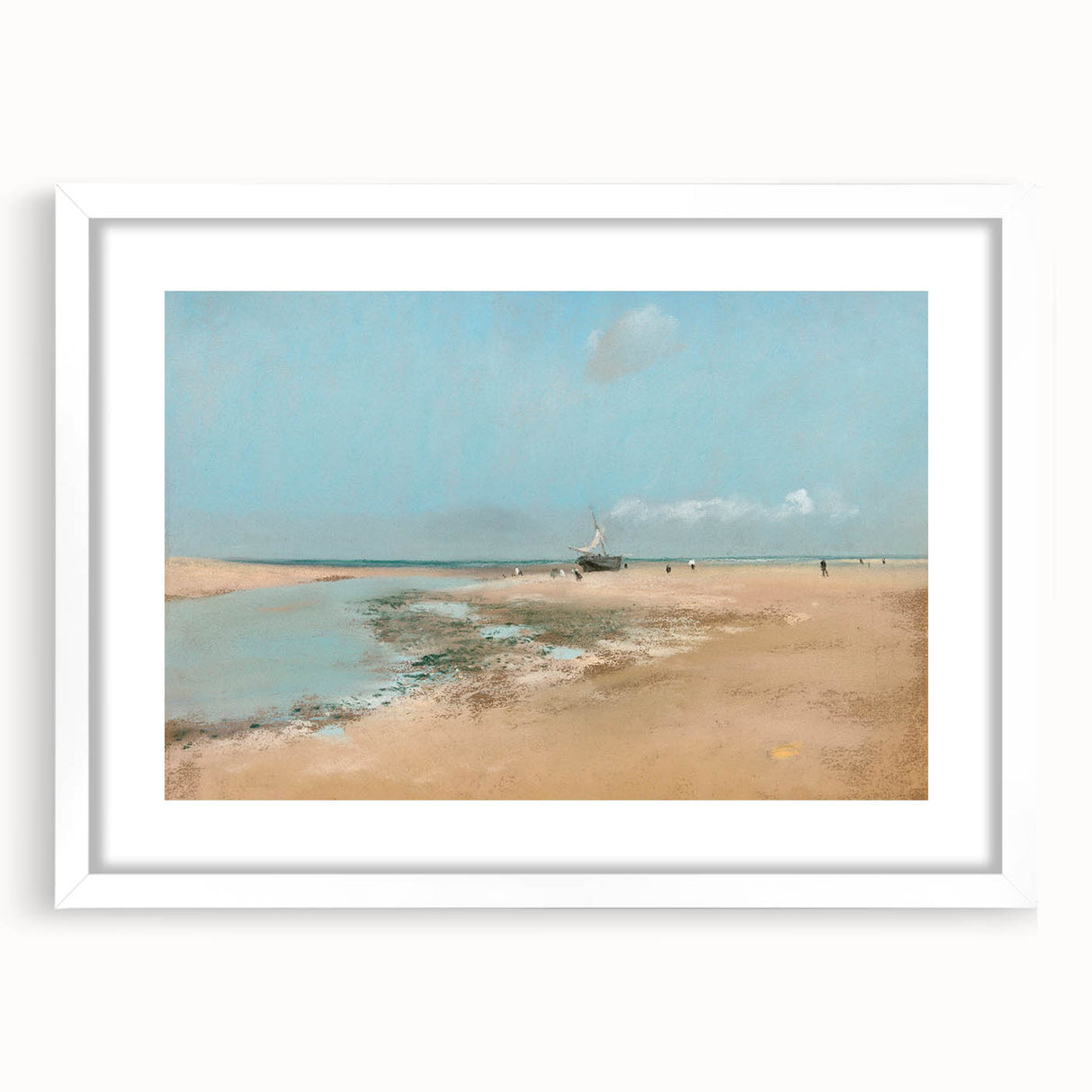 Impressionist Beach Wall Art - Degas Low Tide Seascape, Framed Print