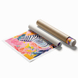Rolled Paper Art Prints for Kids - Vibrant Zebra Safari Print