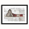 Landscape barn wall art framed in black, showcasing a serene countryside scene with vibrant colors and intricate details, perfect for rustic home decor.
