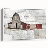 Framed landscape barn wall art in a rustic style, showcasing a serene countryside scene with warm earth tones. Perfect for enhancing home decor with a touch of nature.
