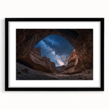 Black-framed landscape art print depicting vibrant canyons, showcasing rich colors and textures, perfect for enhancing modern home decor and art collections.