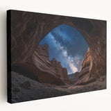 Vibrant landscape canvas art showcasing majestic canyons in rich earth tones, perfect for home decor, displayed in a side view emphasizing depth and texture.