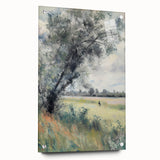 Acrylic glass landscape art piece showcasing vibrant colors and intricate details, displayed from a side view with decorative pins, perfect for modern home decor.