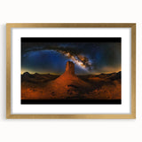 Desert landscape art print framed in elegant gold with a mat, showcasing warm tones of sand and sunset, perfect for enhancing modern home decor.