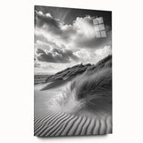 Acrylic glass artwork showcasing a serene landscape of rolling dunes, viewed from the side, featuring soft earthy tones that evoke tranquility and natural beauty. Perfect for enhancing modern decor.