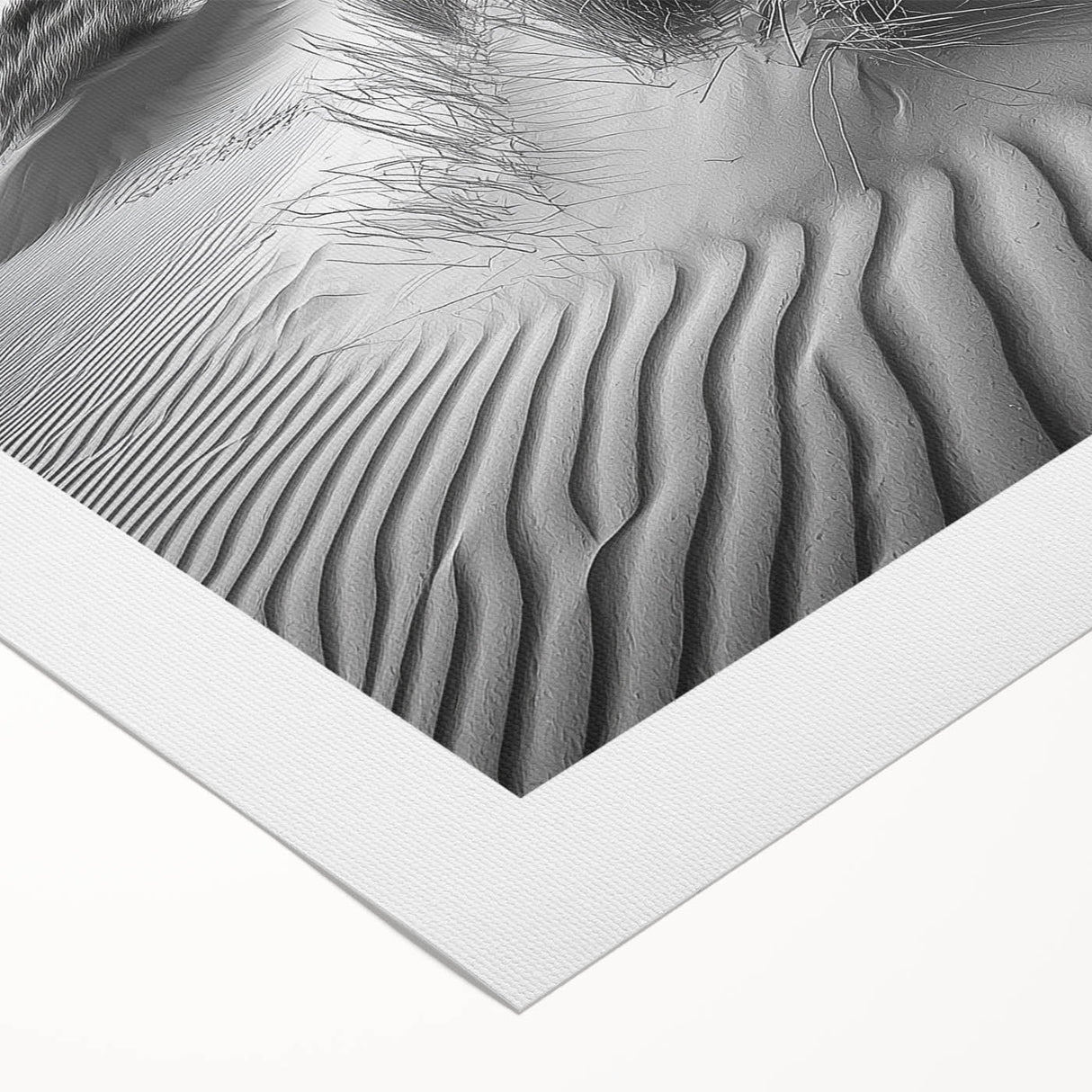 Stunning rolled canvas artwork depicting vibrant desert dunes at sunset, showcasing warm orange and golden hues, elegantly packaged in a protective cardboard tube.