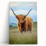 Vibrant stretched canvas artwork depicting a serene landscape with rolling fields and a clear blue sky, perfect for enhancing home decor with natural beauty.