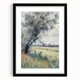 Black-framed landscape art print with a mat, showcasing a serene natural scene. Ideal for home decor, it enhances living spaces with its elegant design.