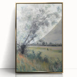 Framed acrylic wall art showcasing a vibrant landscape design with gold accents, ideal for home decor. Perfect for adding elegance to any room's ambiance.