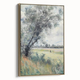 Framed canvas artwork showcasing a vibrant landscape design with gold accents, displayed in a side view to highlight its elegant frame and rich colors. Perfect for home decor enthusiasts seeking artistic inspiration.