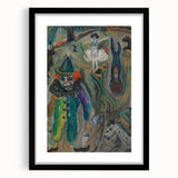 Expressive Circus Scene Art Print – Modern Clown & Performers Design
