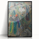 Expressive Circus Scene Art Print – Modern Clown & Performers Design