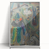Expressive Circus Scene Art Print – Modern Clown & Performers Design