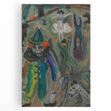 Expressive Circus Scene Art Print – Modern Clown & Performers Design