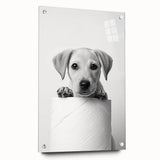 Bathroom Wall Art - Playful Puppy on Toilet Roll Modern Decor