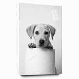 Bathroom Wall Art - Playful Puppy on Toilet Roll Modern Decor