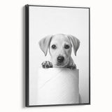 Bathroom Wall Art - Playful Puppy on Toilet Roll Modern Decor
