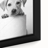 Bathroom Wall Art - Playful Puppy on Toilet Roll Modern Decor