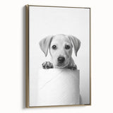Bathroom Wall Art - Playful Puppy on Toilet Roll Modern Decor