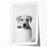 Bathroom Wall Art - Playful Puppy on Toilet Roll Modern Decor