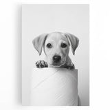 Bathroom Wall Art - Playful Puppy on Toilet Roll Modern Decor