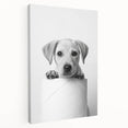Bathroom Wall Art - Playful Puppy on Toilet Roll Modern Decor