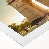 Art deco poster of Indian scenery in vibrant colors on rolled canvas, suitable for dining room wall art.