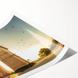 Extra large rolled print featuring line art flowers in muted earth tones, ideal for large living room wall decor.