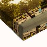 Black and white landscape art painting of a serene Indian scenery on large stretched canvas, suitable for bedroom wall decor.