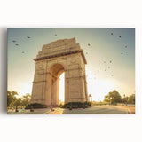 Black and white stretched canvas of Indian scenery, ideal for kitchen art with its large format and monochrome palette.