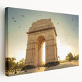A large canvas print of an Indian landscape in vibrant earth tones, suitable for kitchen wall art.